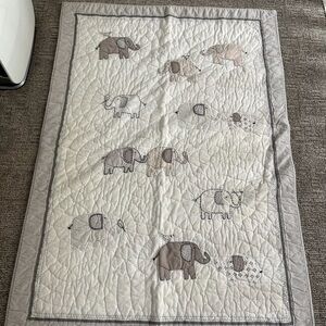 Pottery Barn Kids Gray and White Elephant Quilt